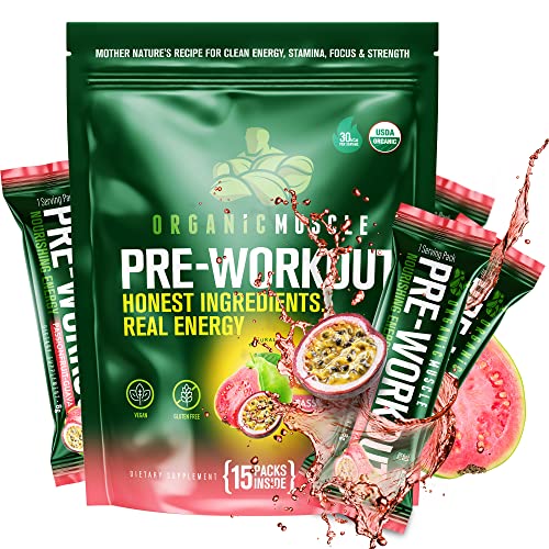 Organic Muscle Superfood Pre Workout Powder for Men & Women, Passionfruit Guava Organic Muscle Au supplements