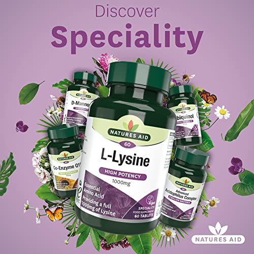 Natures Aid L-Lysine 1000 mg, High Potency Essential Amino Acid, Vegan, 60 Tablets natures aid Au supplements