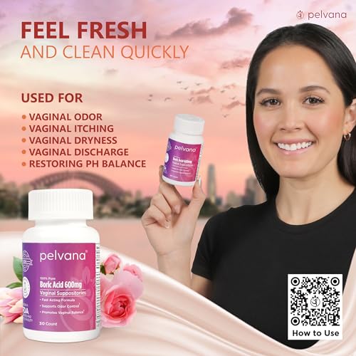 Pelvana Boric Acid Suppositories for Women 30 - for Vaginal pH Balance, Odor Control, Itching, & Discharge Pelvana Au supplements