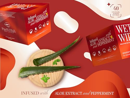 Feminine Wipes - Flushable Wet Wipes - Individually Wrapped 40 Units - pH Balanced- Alcohol-Free PureIntima Au supplements