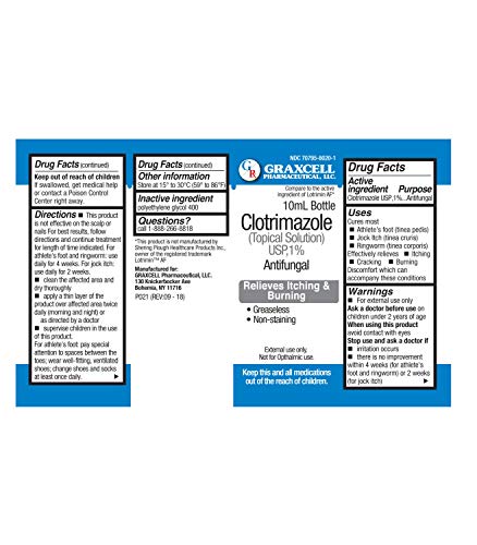 Graxcell Clotrimazole 1% Antifungal Topical Solution for Athlete's Foot, 0.33 Fluid Ounce Graxcell Au supplements