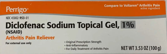 Perrigo Diclofenac Sodium (NSAID) Topical Gel, 1% with dosing Card., 3.53 oz (100 g), arthrits Pain Relief Anti inflamatory for Hand, Wrist, Elbow, Foot, Ankle, Knee. Compare to VOLTAREN 1% Gel. PerrigoAU supplements