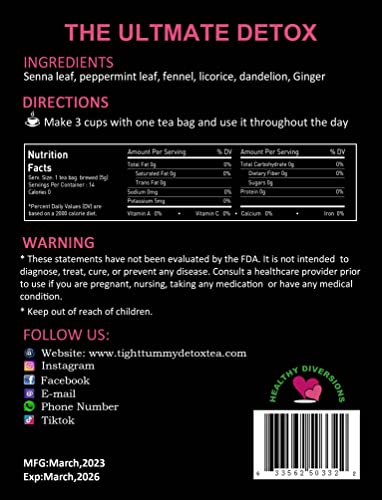 Healthy Diversions Tight Tummy Detox Tea, Extra Strength Results Within a Week Reduce Heath Secret Au supplements