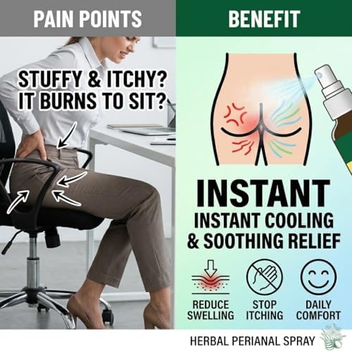 Herbal Hemorrhoid Relief Spray - Fast Acting Relief for Anal Swelling, Itching & Pain, Soothing Perianal Nursing Spray for Discomfort, Natural Plant-Based Formula, 30ML / 1 FL.OZ Aus Healthcare Au supplements