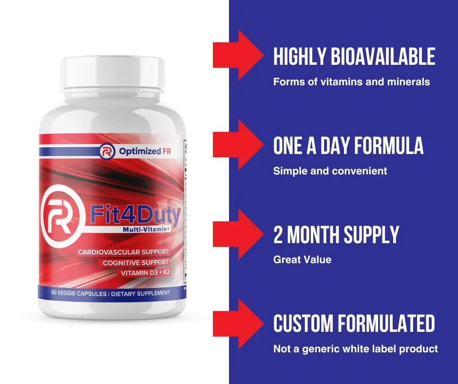 Fit4Duty Multivitamin+ for First Responders, One a Day Multivitamin Plus Other nutrients, 60 Servings, 2 Month Supply Optimized FR Au supplements