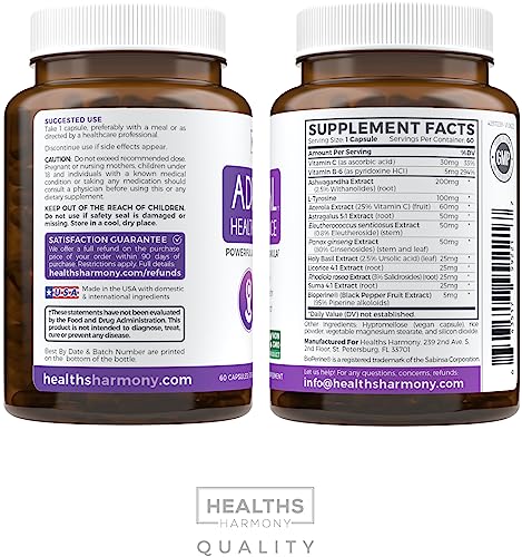 Adrenal Support & Cortisol Manager (Non-GMO) Powerful Adrenal Health with L-Tyrosine Healths Harmony Au supplements