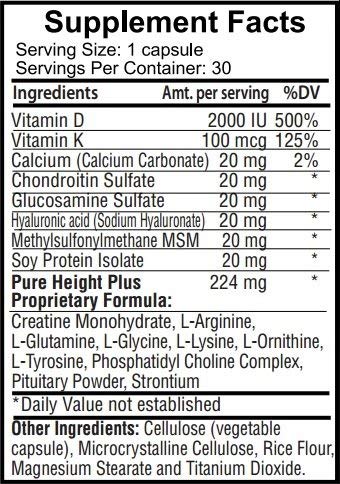 Height Growth Vitamins Grow Taller - Increase Bone Strength Bone Density Bone Growth PURE BIOTECHNOLOGIES Au supplements