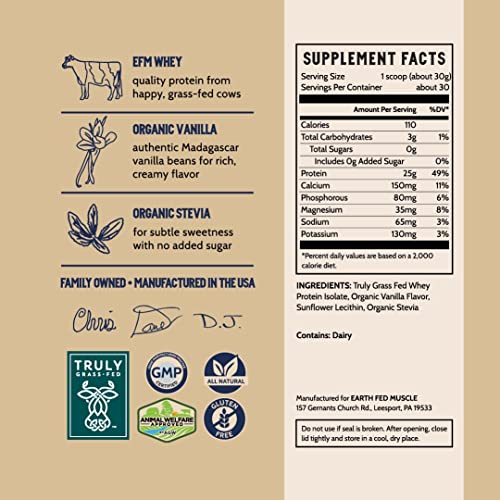 Earth Fed Muscle Whey Back Vanilla Truly Grass Fed Whey 2lb - No Fillers, Flow Agents Earth Fed Muscle Au supplements