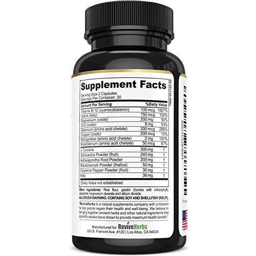 Revive Herbs Premium Thyroid Support with Ashwagandha, Iodine, Selenium, Magnesium Revive Herbs Au supplements