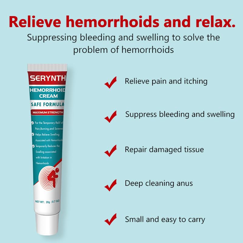 SERYNTH Hemorrhoid and Anal Fissure Ointment, Hemorrhoid Treatment, Fast Relief from Swelling, Pain, Itching, Burning (20g) SERYNTH Au supplements