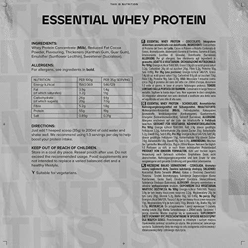 Bulk Essential Whey Protein Powder Shake, Chocolate, 500 g, 14 Servings Bulk Au supplements