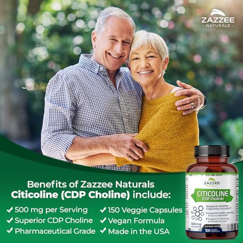 Zazzee Extra Strength Citicoline CDP Choline, 500 mg per Serving, 100 Vegan Capsules Zazzee Au supplements