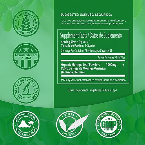 PURA VIDA Moringa Capsules Single Origin Moringa Powder Organic. Moringa Leaf PURA VIDA MORINGA Au supplements