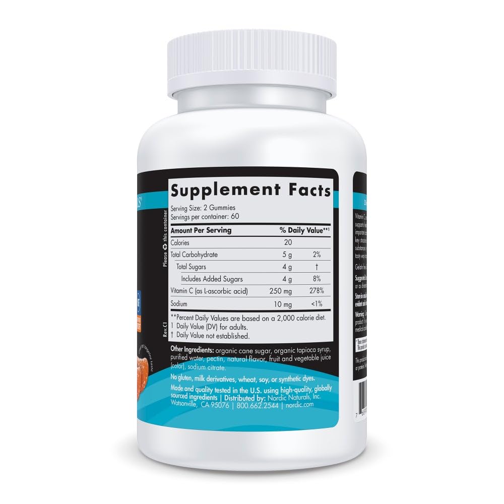 Nordic Naturals Vitamin C Gummies Sport, Tart Tangerine - 120 Gummies - 250 mg Vitamin C - Antioxidant Protection - NSF Certified - Non-GMO, Vegan - 60 Servings Nordic Naturals Au supplements