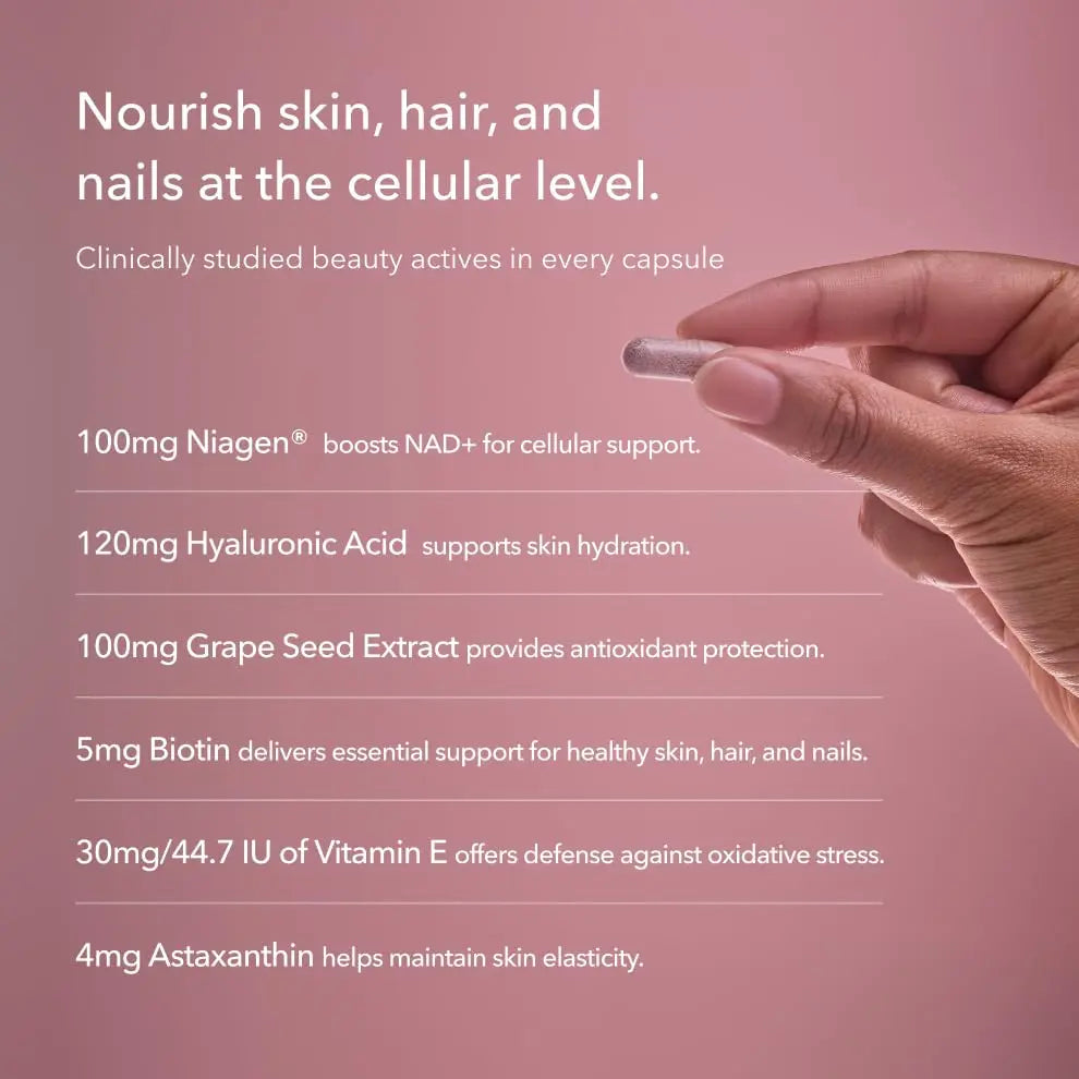 TRU NIAGEN 300mg + Beauty Bundle. A Comprehensive Bundle for Daily NAD+ Support with targeted Beauty Actives for Healthy Skin, Hair, and Nails at The Cellular Level. TRU NIAGEN Au supplements
