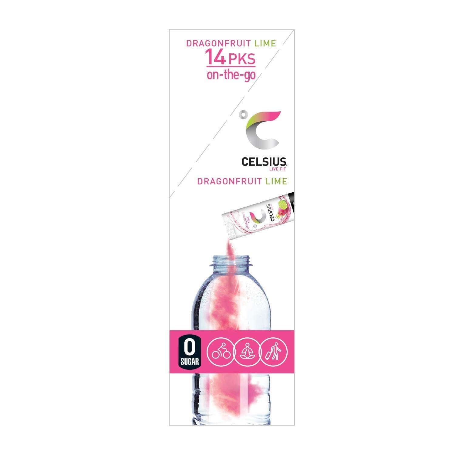 CELSIUS Dragonfruit Lime On-the-Go Powder Stick Packs, Zero Sugar 14 Count(Pack of 1) CELSIUS Au supplements