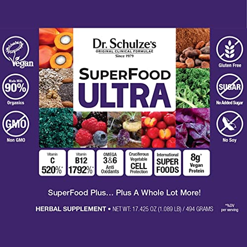 Dr. Schulze's SuperFood Ultra | Organic Super Food Powder | Vitamin B Complex and 520% Dr. Schulze's Au supplements