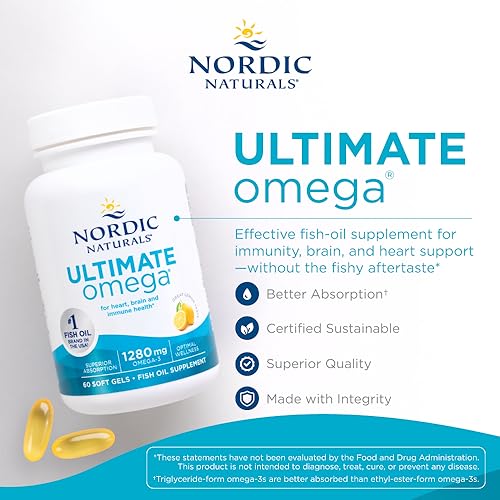 Nordic Naturals Ultimate Omega, Lemon Flavor - 60 Soft Gels - 1280 mg Omega-3 Nordic Naturals Au supplements