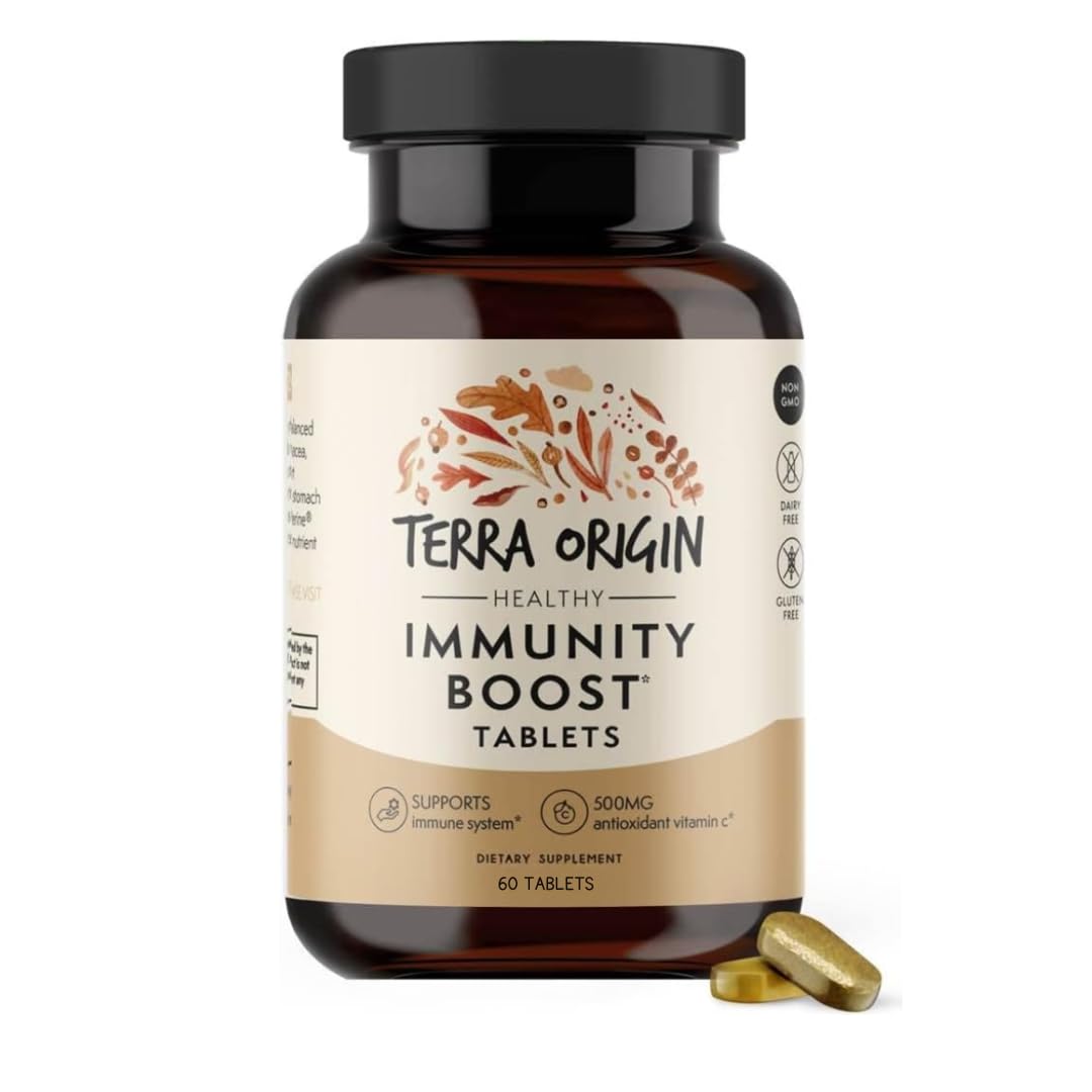 TERRA ORIGIN Immune Support Supplement | 60 Tablets | Immune System Booster for Adults* | BioPerine, Vitamin C, D, Zinc, Echinacea | Non GMO, Gluten Free, Dairy Free, Made in USA TERRA ORIGIN Au supplements