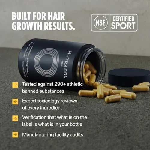 Nutrafol Men's Hair Growth Supplements, Clinically Tested for Visibly Thicker Hair and Scalp Coverage, Dermatologist Recommended - 1 Month Supply Nutrafol Au supplements
