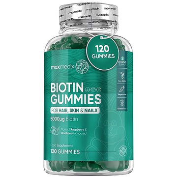 Biotin Gummies 5000mcg - with Vitamin A, B, C, D, E & Selenium – 120 Hair Nails and Skin maxmedix Au supplements