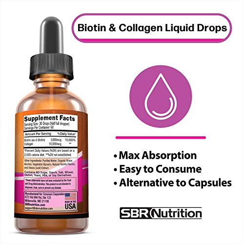 SBR Nutrition Biotin and Collagen Liquid Drops Daily Food Supplement, Vitamins SBR Nutrition Au supplements