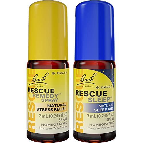 Day & Night Bundle, Bach RESCUE REMEDY Spray, Natural Stress Relief [and] RESCUE SLEEP Spray RESCUE Au supplements