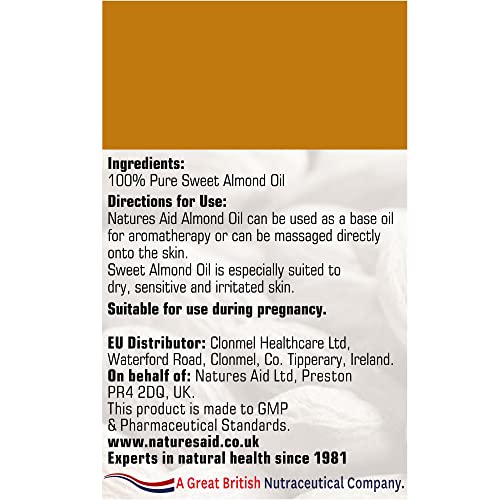 Natures Aid Almond Oil, Pure, Sweet Almond Oil, Massage Oil, Suited to Dry, Sensitive Skin natures aid Au supplements