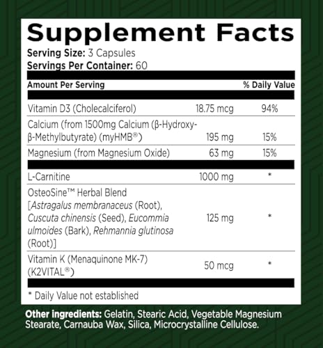 Green Valley Naturals Bone & Muscle Defense Supplement – Bone Health, Muscle Support & Joint Mobility Formula with MyHMB, Magnesium, Vitamin D3 & L-Carnitine for Daily Wellness, 60 Capsules GREEN VALLEY NATURALS Au supplements