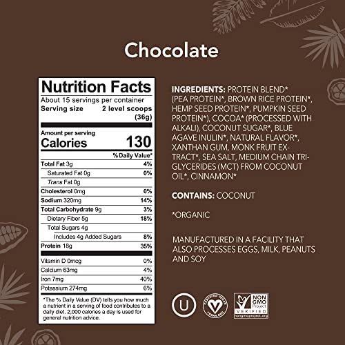 ALOHA Organic Plant Based Protein Powder, Stevia Free, Chocolate, 19.6 oz, 15 Servings ALOHA Au supplements