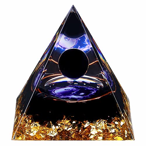 Yin Yang Healing Crystal Orgonite Pyramid - Tai Chi with Obsidian Ball - Taiji Reiki Chakra Meditation FENGSHUI-CAISHEN Au supplements