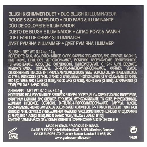 GA-DE Velveteen Blush and Shimmer Duet, 50 - Formulated with Micronized Pearls and Pigments for Sculpting Face and Décolleté - Paraben-Free - 0.26 oz GA-DE Au supplements