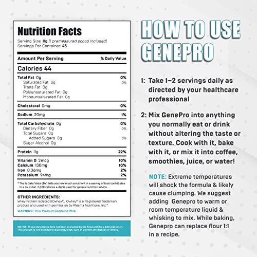 Genepro Unflavored Protein Powder - New Formula - Lactose-Free, Gluten-Free Genepro Gen. 3 The Protein Solution Au supplements