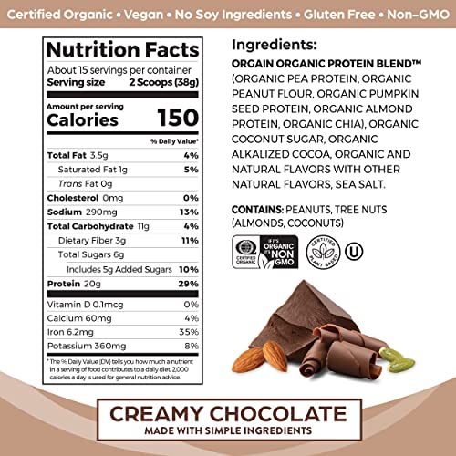 Orgain Organic Simple Vegan Protein Powder, Chocolate - 20g Plant Based Protein Orgain Au supplements