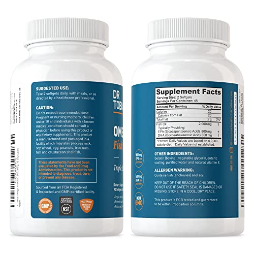 Dr. Tobias Omega 3 Fish Oil, 800 mg EPA 600 mg DHA Omega 3 Supplement for Heart Dr. Tobias Au supplements