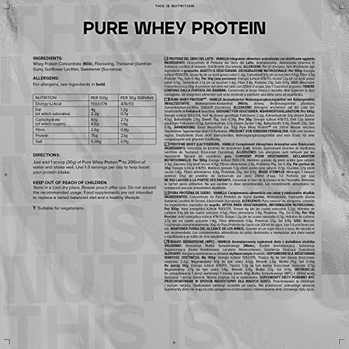 Bulk Pure Whey Protein Powder Shake, Vanilla, 500 g, Packaging May Vary Bulk Au supplements