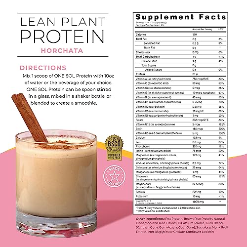 One Sol Lean Plant Protein Powder Horchata, Low Carb, Gluten Free One Sol Au supplements