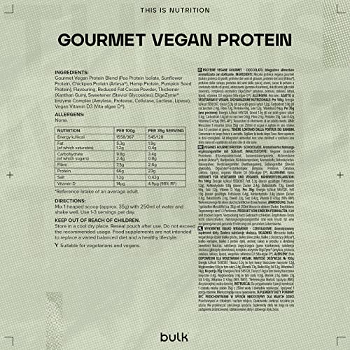 Bulk Gourmet Vegan Protein Powder, Chocolate, 700 g Bulk Au supplements