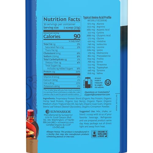 Sunwarrior Vegan Organic Protein Powder Plant-Based | BCAA Amino Acids Hemp Seed Sunwarrior Au supplements