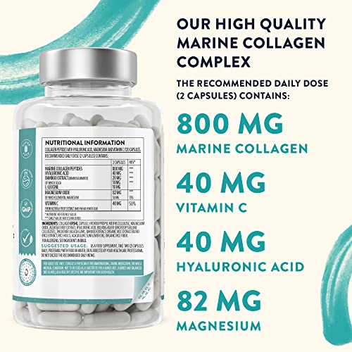 Marine Collagen Tablets for Women and Men with Hyaluronic Acid, Natural Vitamin C & Magnesium - with Pure Collagen peptides AAVALABS Au supplements