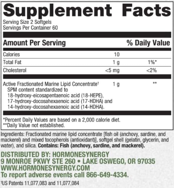 Specialized Pro Resolving Mediators - Synergy SPM by RetzlerRx® - SPM's for Joint Comfort, Tissue Health & Minor Discomfort Relief* - Non-GMO - Gluten Free - 120 Softgels HormoneSynergy Au supplements
