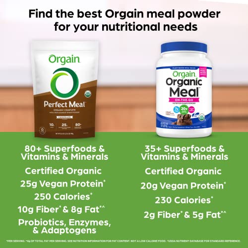 Orgain Organic Perfect Meal Replacement Protein Powder, Chocolate - 25g Plant Based Orgain Au supplements