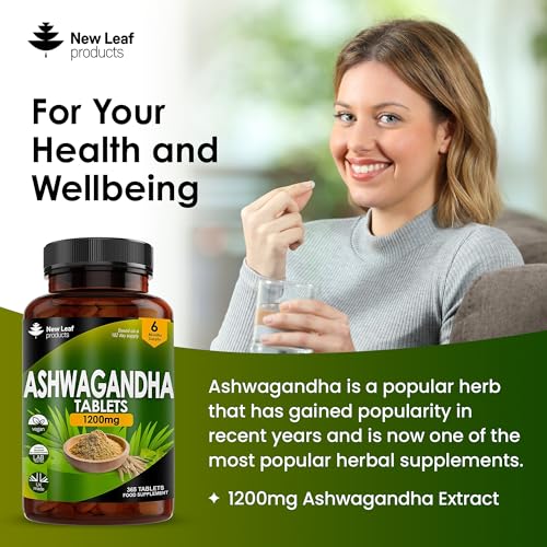 Ashwagandha 1200mg - 365 Vegan Tablets Pure High Strength Ashwagandha Root NEW LEAF PRODUCTS Au supplements