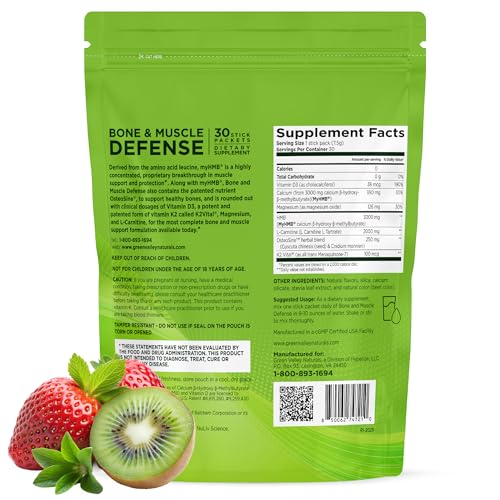 Bone & Muscle Defense Stick Pack | HMB + Leucine Amino Blend for Muscle Support | Protein Growth & Strength Formula for Women & Men | Fertility & Energy Support | Convenient On-the-Go Supplement GREEN VALLEY NATURALS Au supplements