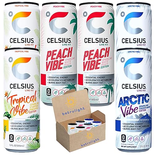 CELSIUS Energy Drink |Functional Essential Energy Drink Peach Vibe, Tropical and Arctic BETRULIGHT Au supplements