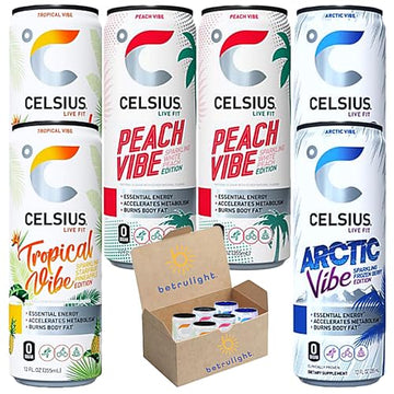 CELSIUS Energy Drink |Functional Essential Energy Drink Peach Vibe, Tropical and Arctic BETRULIGHT Au supplements
