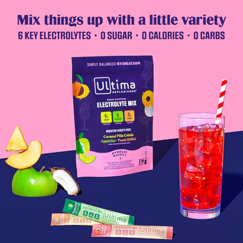 Ultima Replenisher Daily Electrolyte Drink Mix – Mocktini Variety, 18 Stickpacks – Hydration Ultima Replenisher Au supplements