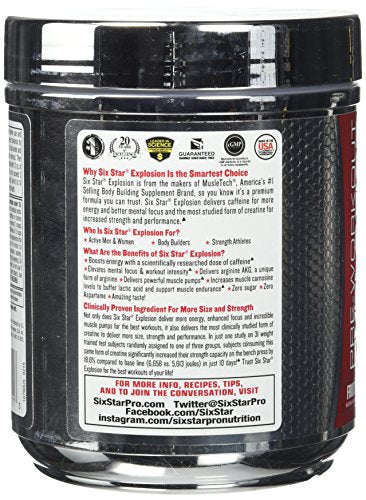 Six Star Pre-Workout Explosion, Fruit Punch, 0.45 Pound Six Star Au supplements