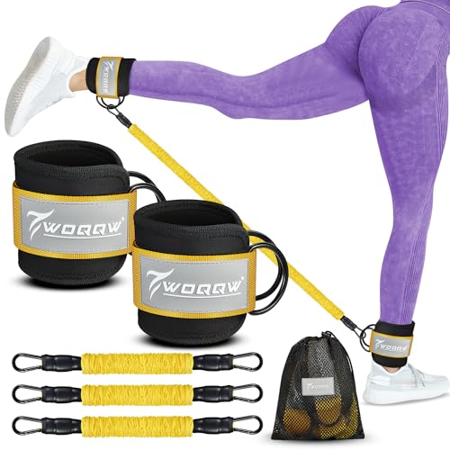 Ankle Resistance Bands with Cuffs, Ankle Bands for Working Out, Glutes Workout Equipment WOQQWAU supplements