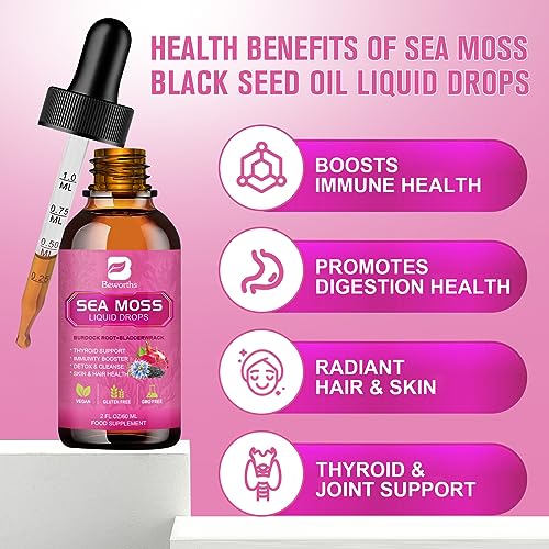 3000mg Sea Moss Liquid Drops - Black Seed Oil & Irish Sea Moss Gel B BEWORTHS Au supplements